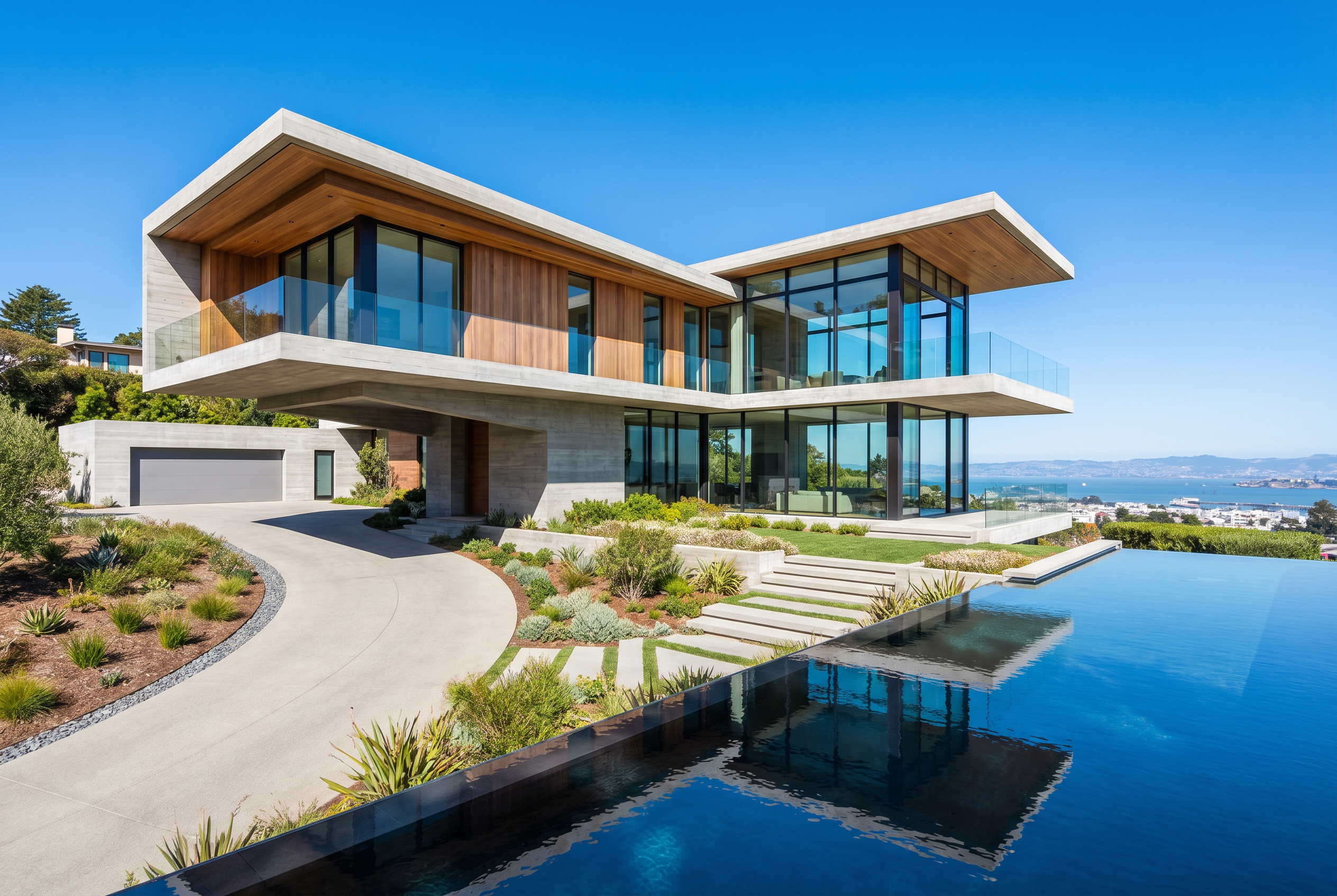 Luxury home exterior at twilight